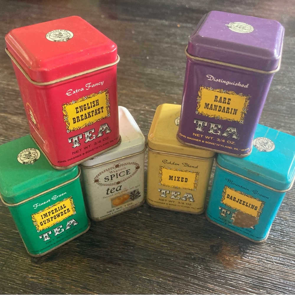 Vintage Wagner Tea Tin Set of 6 Varieties – 1970s or 1980s - Ivyland Era